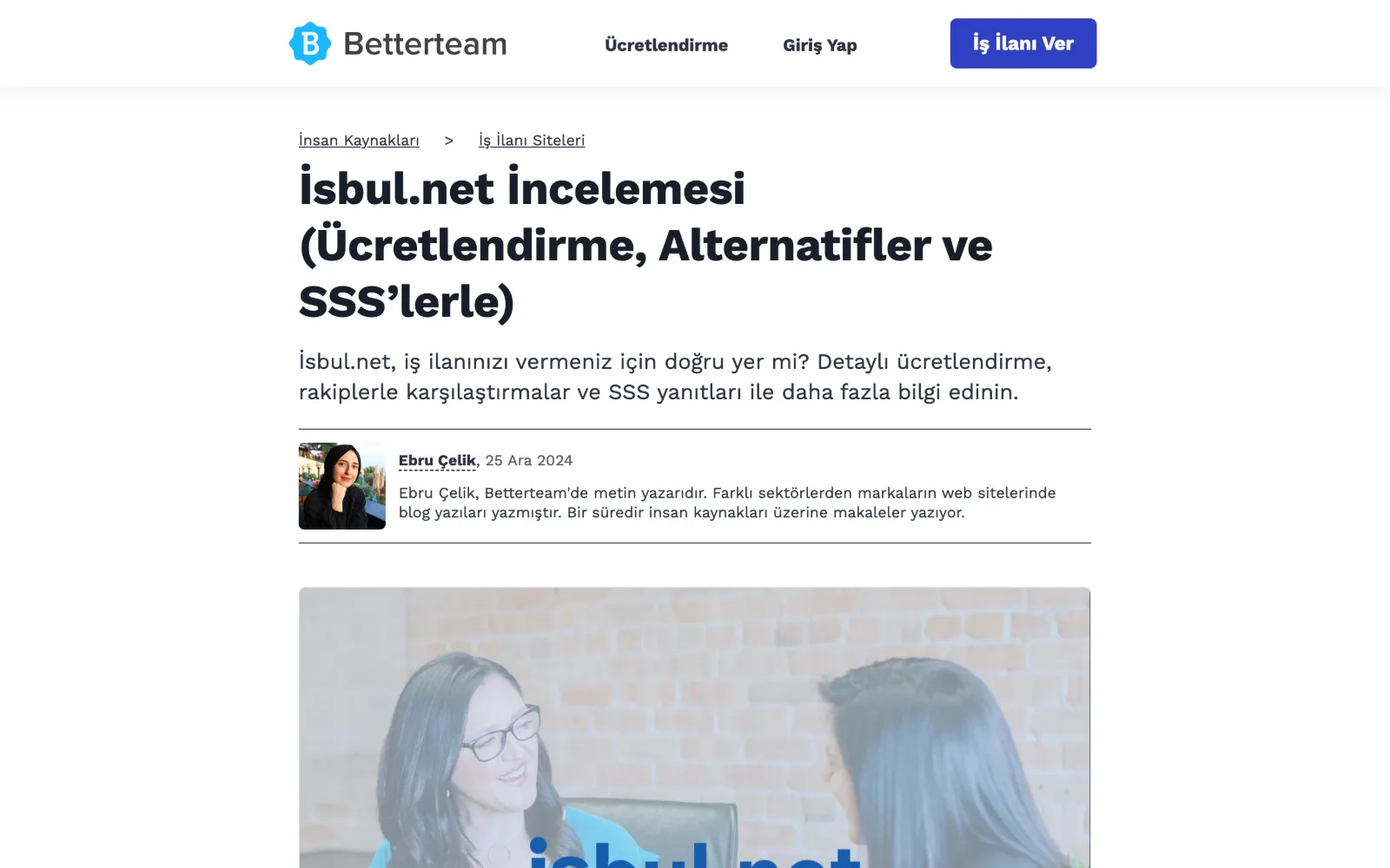 Betterteam — İsbul.net İncelemesi (Ücretlendirme, Alternatifler ve SSS’lerle) haberinin ekran görüntüsü