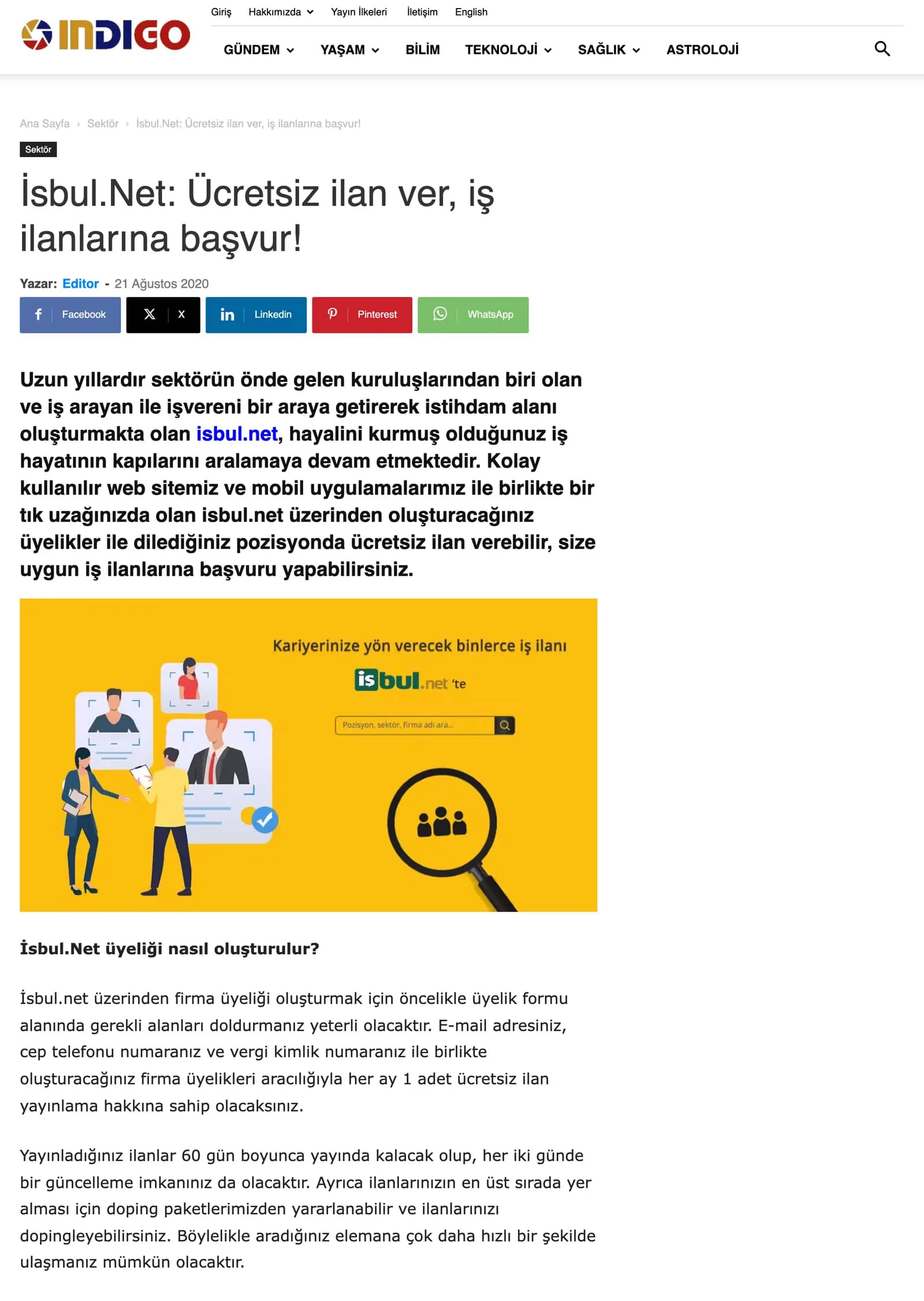 Indigo Dergisi — İsbul.Net: Ücretsiz ilan ver, iş ilanlarına başvur! haberinin ekran görüntüsü